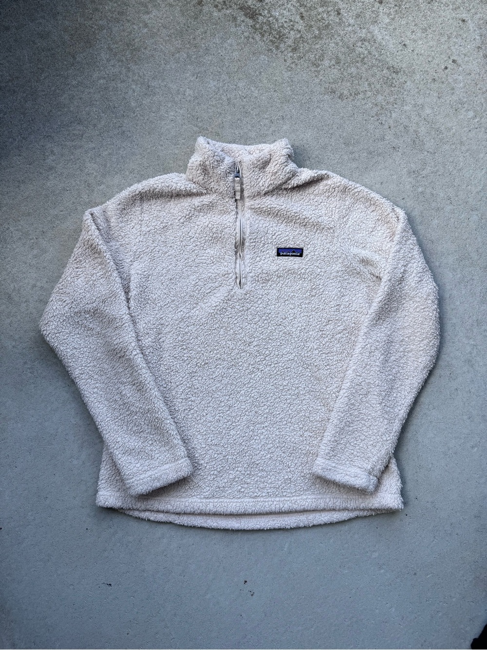 Patagonia Cream Sherpa Quarter-Zip Fleece Pullover